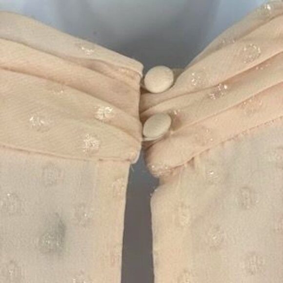 WHBM High Neck Top Womens 6 Coquette Smocked Romantic Swiss Dot Dainty Blouse - Picture 9 of 11